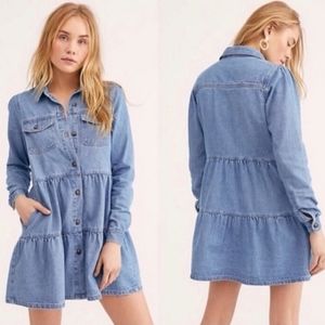 Free People Denim Tiered Dress Size XS